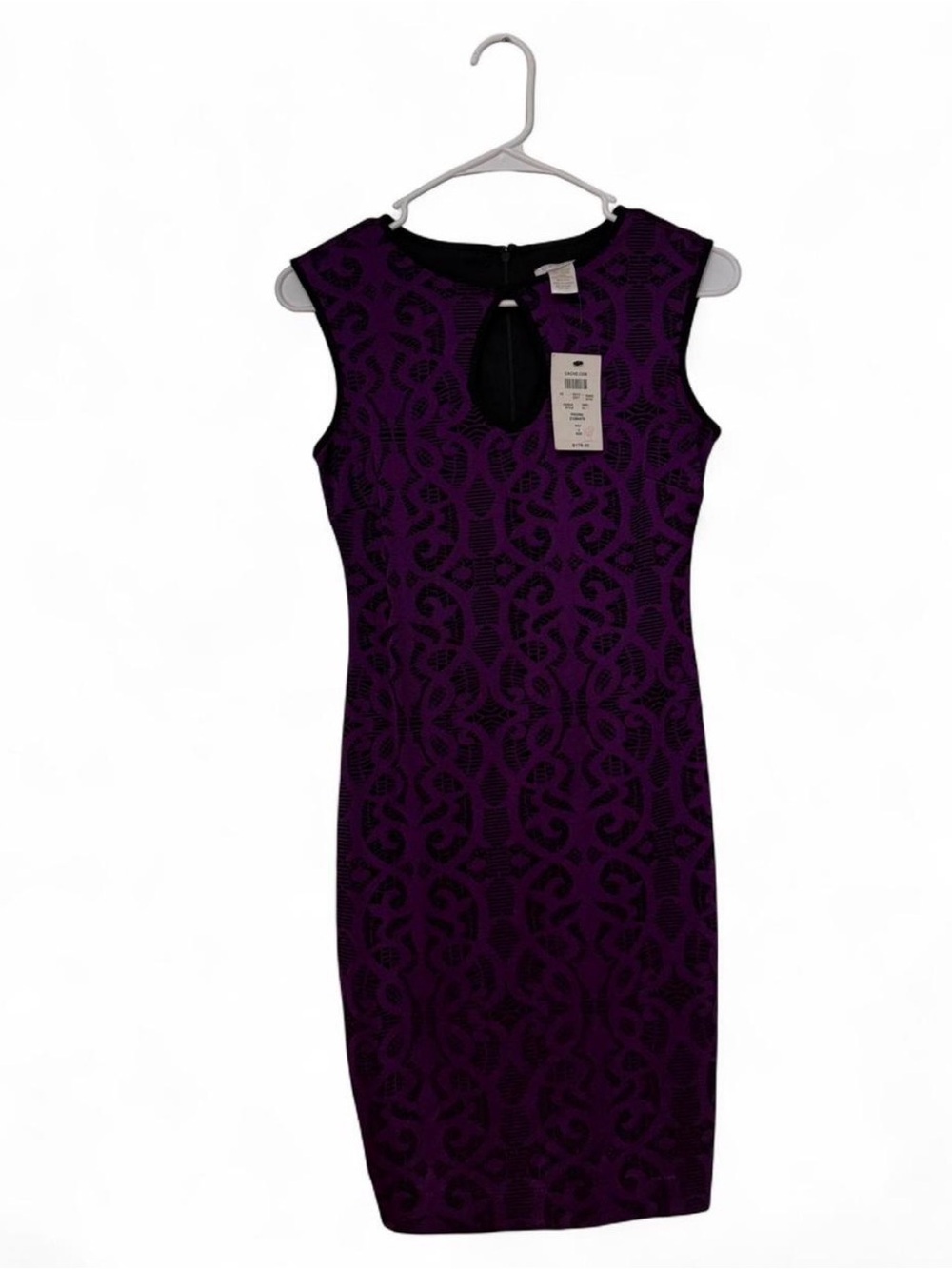NWT Cache Navy and Black Patterned Midi Dress